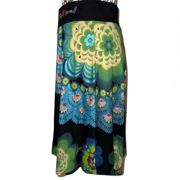 DESIGUAL A-line Knee Length Multicolor Elastic Waist Galactica Skirt - Picture 2 of 12